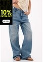 Tennis Jeans Wide Leg Con Bajo Extra Largo En Denin Para Mujer de Tennis