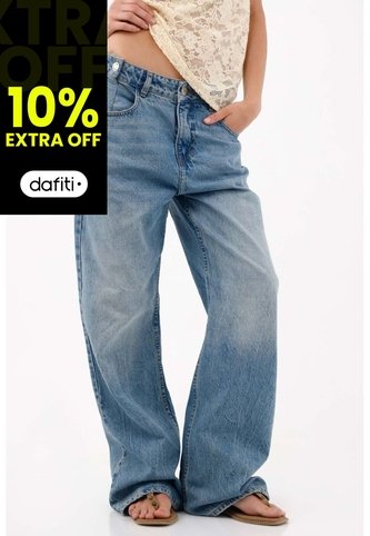Tennis Jeans Wide Leg Con Bajo Extra Largo En Denin Para Mujer Tennis
