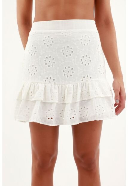 Falda Blanca En Ojalillo Para Mujer