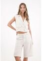 Tennis Bermuda Larga En Tweed Blanca Para Mujer de Tennis