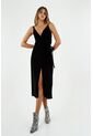 Vestido Negro Cruzado Para Mujer de Tennis