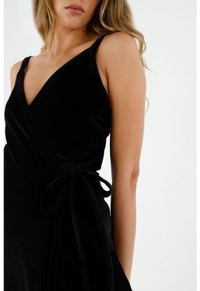 Vestido Negro Cruzado Para Mujer