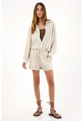 Tennis Camisa Manga Larga De Tela Con Textura Gris Para Mujer