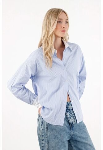 Tennis Camisa Oversized Con Diseño A Rayas Azul Para Mujer Tennis