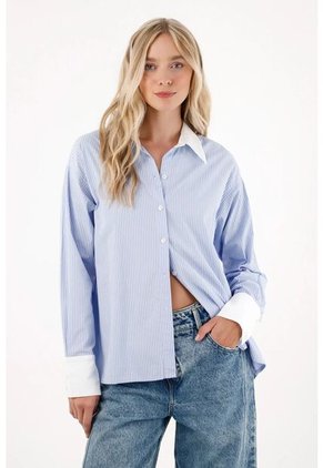 Tennis Camisa Oversized Con Diseño A Rayas Azul Para Mujer