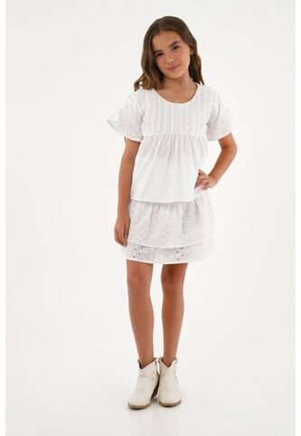 Camisa Blanca De Silueta Amplia Para Niña Tennis