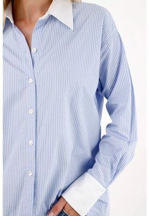 Tennis Camisa Oversized Con Diseño A Rayas Azul Para Mujer