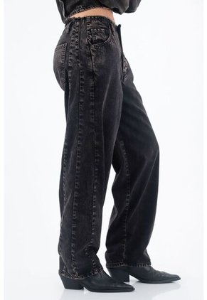 Tennis Jean Para Mujer En Algodón Negro Relajado Horseshoe