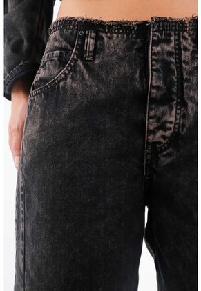 Tennis Jean Para Mujer En Algodón Negro Relajado Horseshoe