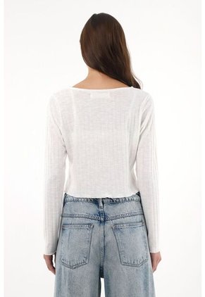 Tennis Camiseta Manga Larga En Rib Crudo Para Mujer