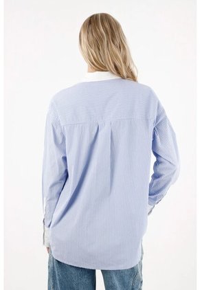 Tennis Camisa Oversized Con Diseño A Rayas Azul Para Mujer