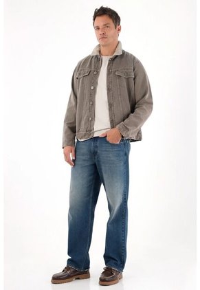 Tennis Jean Loose Tiro Medio Azul Para Hombre