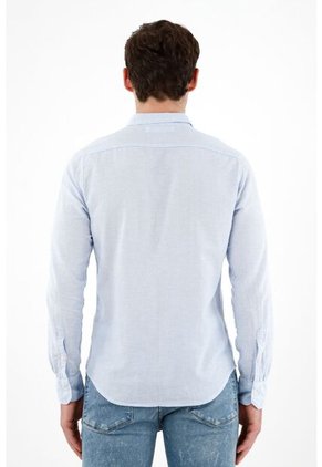 Camisa Clásica Azul Para Hombre