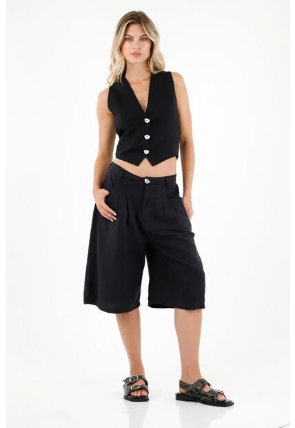 Tennis Chaleco Tipo Sastre Negro Para Mujer