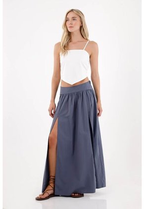 Tennis Falda Larga Con Aberturas En Frente Gris Para Mujer