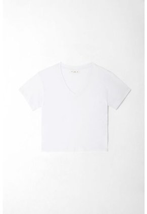 Tennis Camiseta Para Mujer De Algodón Blanca De Fit Relajado Con Escote En V