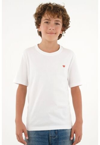 Camiseta Blanca Manga Corta Para Niño Tennis