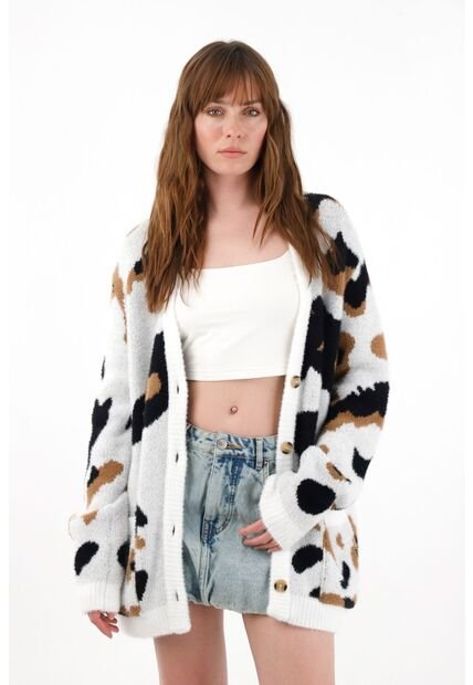 Tennis Buzo Afelpado Oversize De Animal Print Para Mujer