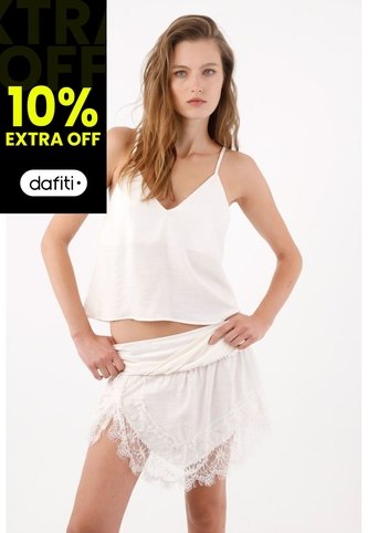 Tennis Falda Corta Con Encaje En La Parte Inferior Blanco Para Mujer Tennis