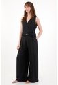 Tennis Pantalón Wide Leg Con Tablas Negro Para Mujer de Tennis