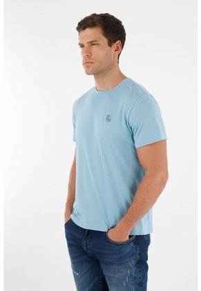 Tennis Camiseta Azul Básica Estampada Para Hombre