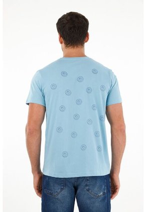 Tennis Camiseta Azul Básica Estampada Para Hombre