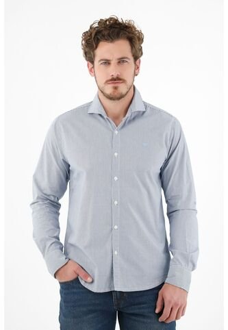 Camisa Con Cuello Francés Azul Para Hombre Tennis