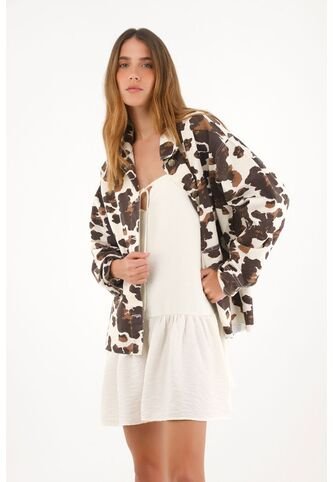 Tennis Chaqueta Cow Print De Botones Para Mujer Tennis