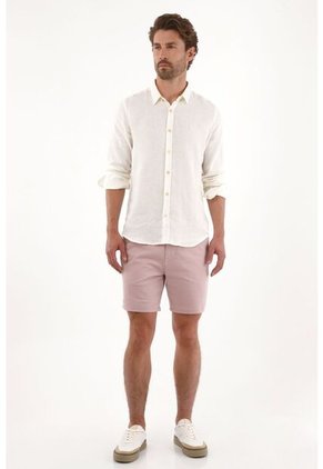 Tennis Bermuda Tipo Chino Con Ajuste De Botón Rosada Para Hombre