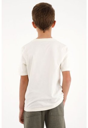 Camiseta Con Bordado Localizado Crudo Para Niño
