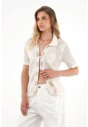 Tennis Camisa Crudo Tejida Con Diseño De Flores Para Mujer