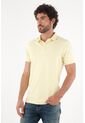Tennis Polo Para Hombre En Algodón Amarillo Pastel Fit Clásico Con Logo Minimal de Tennis