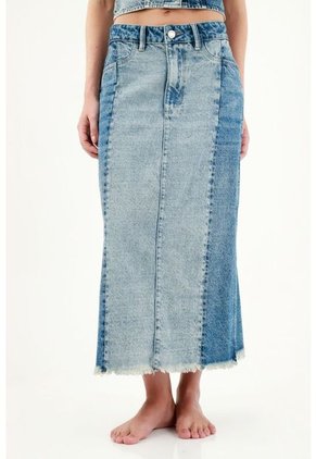 Tennis Falda Con Ruedo Desflecado Azul Para Mujer