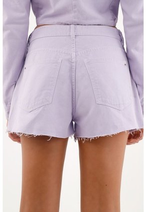 Short Morado Con Ruedo Al Corte Para Mujer