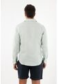 Tennis Camisa En 100% Lino Manga Larga Verde Con Estructura Ligera Para Hombre de Tennis