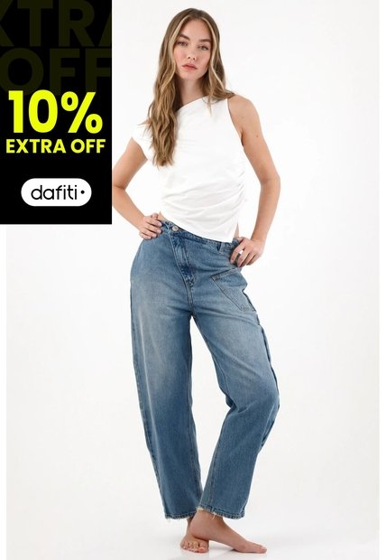 Tennis Jean Horseshoe Con Jota Diagonal Azul Para Mujer