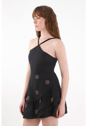 Tennis Vestido Corto Con Estampado Negro Para Mujer