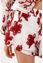Tennis Bermuda Fit Relajado Con Estampado Floral Rojo En Poliéster Blanco Para Mujer de Tennis