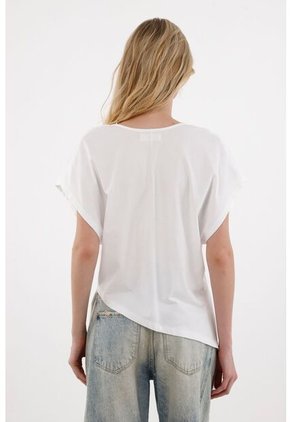 Tennis Camiseta Manga Sisa Con Ruedo Asimétrico Blanca Para Mujer