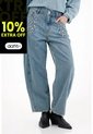 Tennis Jean Horseshoe Con Apliques Brillantes Para Mujer de Tennis