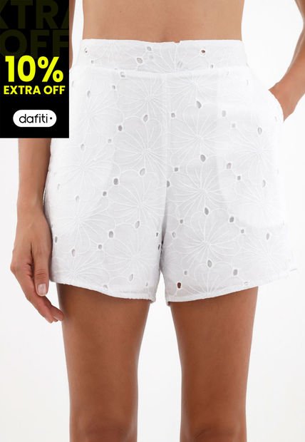 Bermuda En Ojalillo Blanca Para Mujer