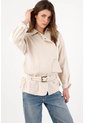 Tennis Cazadora Fit Relajado Con Cinturón De Algodón Beige Para Mujer de Tennis
