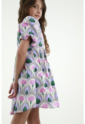 Vestido Morado Estampado Floral Para Niña