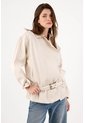 Tennis Cazadora Fit Relajado Con Cinturón De Algodón Beige Para Mujer de Tennis