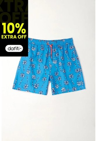 Tennis Pantaloneta De Baño Estampado Palmeras Para Hombre Tennis
