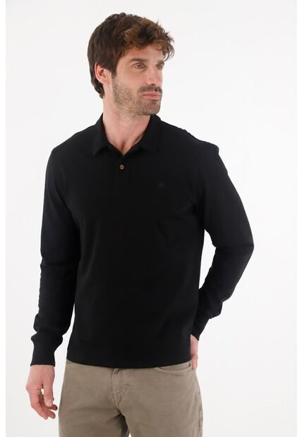 Tennis Camiseta Manga Larga Negra Para Hombre