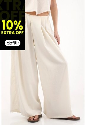 Tennis Pantalón Ancho Con Pretina Cruzada Crudo Para Mujer