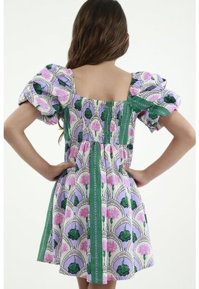 Vestido Morado Estampado Floral Para Niña