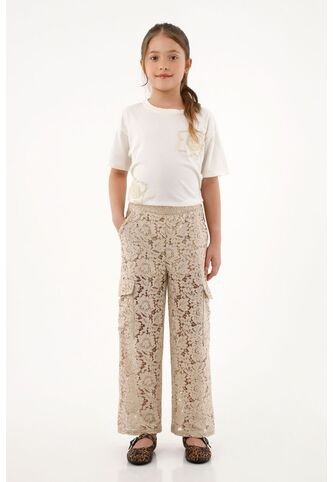 Pantalón Con Detalles De Encaje Café Para Niña Tennis