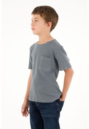 Camiseta Gris En 100% Algodón Para Niño